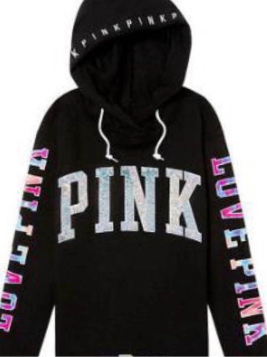 PINK Victoria's Secret Tops - VS PINK RARE BLING WATERCOLOR HOODIE XS